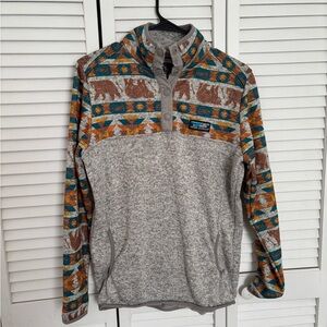 Simply Southern Gray and Multicolor Crewneck Jacket